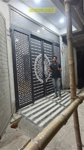 Sliding with folding gate installation for house front #gatedesign #slidinggates #home