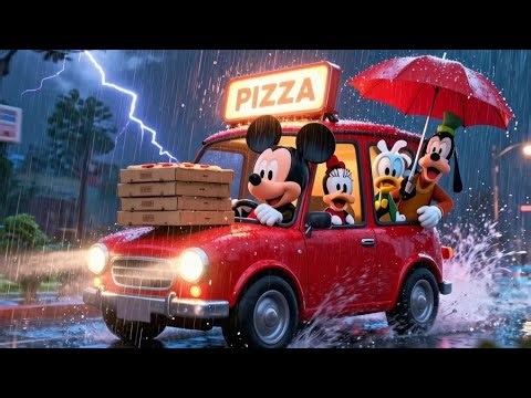 Mickey & Friends Rainy Pizza Delivery Adventure! 🌧️🍕
