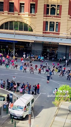 Flash Mob Dance Performance at Flinders Street