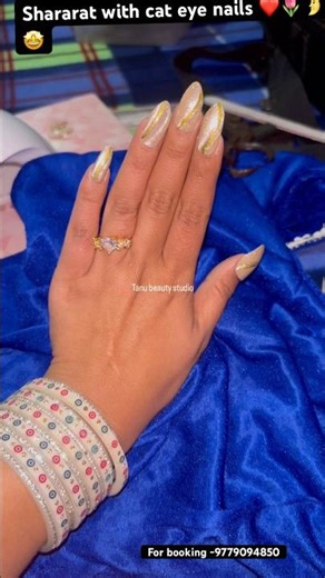 Swirl Cat Eye Nail Art ✨💅 | Golden Magnetic Nails #Shorts #CatEyeNails