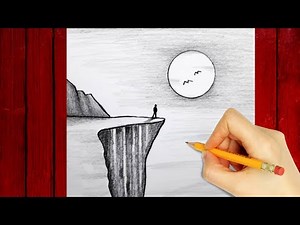 Cliff Landscape Drawing - How to Draw a Pencil Landscape Picture Easily?
