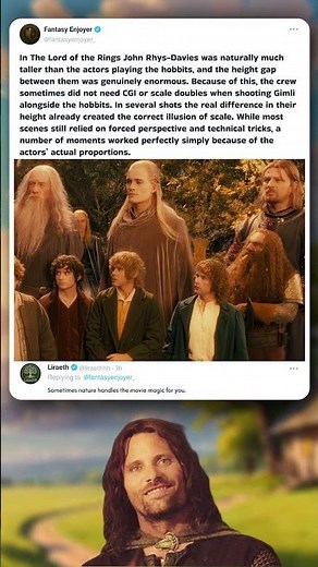 Gimli Was Actually That Tall Next to the Hobbits 🏔️ #LOTR #MovieFact #behindthescenes #fantasy