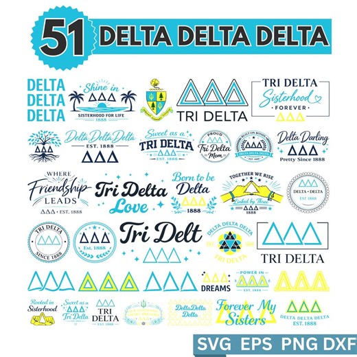 Delta Delta Delta: 51 Packs - Tri Delta Triangle, Stickers, Logo (SVG & PNG) - Etsy