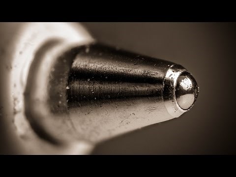 Drawing with a Ballpoint Pen Under a Microscope