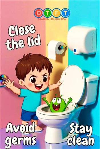 Use it. Clean it. 🚻✨Teach kids the right habit today! 🧼💙Follow DTFT Academy for more!#dtftacademy