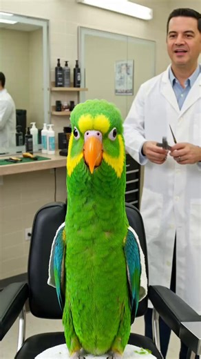 Parakeet getting a fresh haircut! ✂️