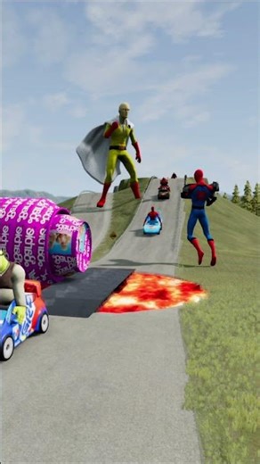 Crazy Cars & Funny Cars VS BOLLARD BARBIE Crush Splash in BeamNG drive