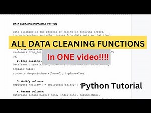 Data Cleaning Functions in Pandas Python (ALL IN ONE)