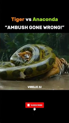 Giant Anaconda Ambushes Tiger, But The End is Shocking #animals #wildlife #epicbattle #shorts