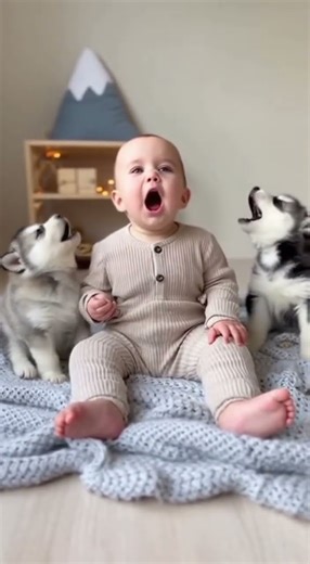 Baby's First Howl with Puppies