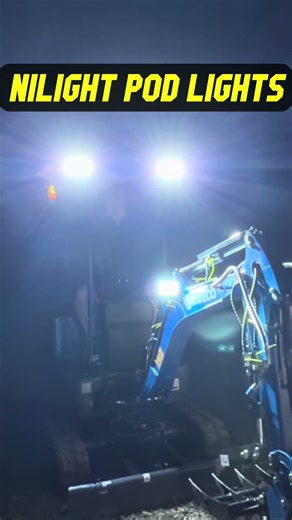 Mini Excavator in Complete Darkness vs With LED Lights #beforeandafter #construction #diy