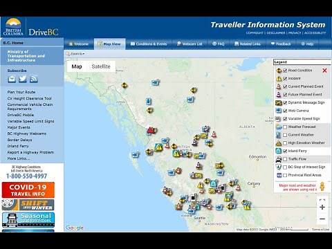 Touring DriveBC: How to Use the Map