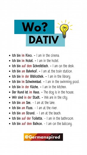 > What is the Dative Case? In German, the dative case is used to indicate the indirect object of a sentence—typically the recipient of something. It can also be used with certain prepositions to show location or direction. Dative Case Uses: 1. Indirect Object: The person or thing receiving something. - Example: *Ich gebe dem Mann das Buch. (I give the book to the man.) 2. Location with Certain Prepositions: When expressing location with prepositions that require the dative case, such as "zu," "b