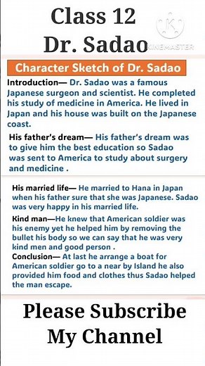 Sadao Ka Character Sketch || The Enemy lesson class12 #shorts #english #englishsketchseries