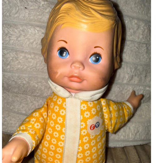 Vintage 1975 Fisher Price Baby Doll Yellow Floral Daisy Soft Body Blonde Blue - Etsy
