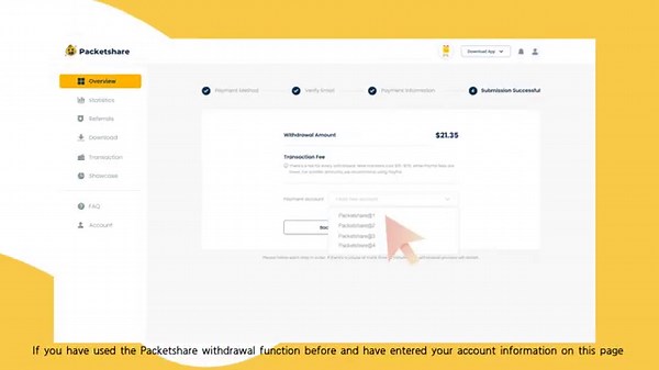 Step-by-Step Guide: Requesting Your Payout on Packetshare#earnmoneyonline #passiveincome