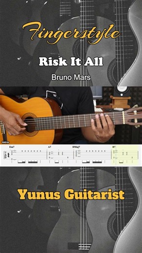 [INTRO] Risk It All - Bruno Mars - Fingerstyle Guitar Tutorial + TAB & Lyrics #fingerstyle