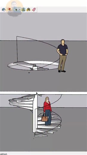 🚨Software - Sketchup🚨 🏗️✨ Custom Railing in SketchUp Designed using Extrusion Tool with Profile & Rails! 📐🪜 🎬 Step-by-Step Summary: ✅ 1. Draw Base Path 🧩 - Sketch the curve or straight line where the railing will be placed. ✅ 2. Create Railing Profile 🖊️ - Design a 2D cross-section of the railing (handrail, baluster, or pipe). ✅ 3. Use Extrusion Tool 🛠️- Apply Extrude Along Path / Extrude Edges by Rails to sweep the profile along the path. ✅ 4. Add Vertical Supports 🔩 - Insert baluster