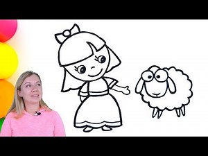 Draw and Color Mary and a Little Lamb