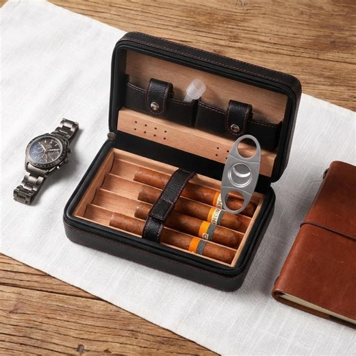 Travel Cigar Humidor Case With Cutter, Cedar Wood Cigar Case Holder, Portable Cigar Travel Case, Luxury Cigar Gift for Men - Etsy