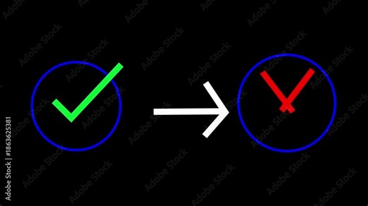 Check box icon with correct, accept checkmark icons tick box checked. Approve symbol. tick, and x mark sign symbol.