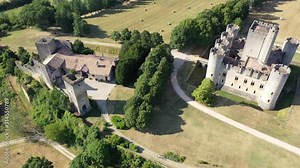 Medieval architecture, Chateau de Roquetaillade, France, at sunny summer day