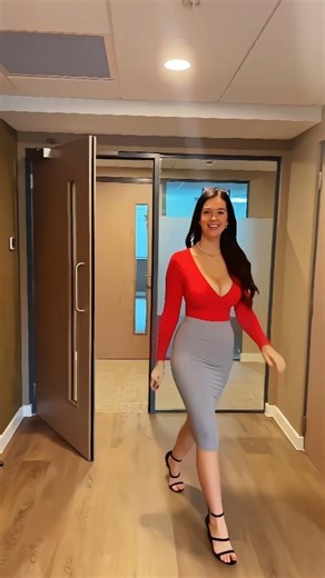 Elegant Office Glam ✨ Red Top & Pencil Skirt #OfficeOOTD