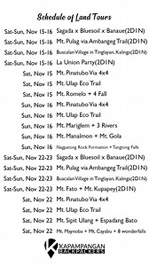 📢📢📢 As of Nov, 10 2025 📅 🚶Join us on our 🎒 backpacking trips locally this 2025 be part of the growing outdoor community. ⛰️🌊🎒🚶 For inquiries you can contact us at: Message: m.me/1476689992349503 ------------------------- #KapampanganBackpackers #JustGo #KBexperience #SeeTheWorld Broadcast channels: https://m.me/j/AbY_9Y9Z2lsqR1e6/ Telegram: 639495206115 Message: m.me/1476689992349503 Accreditation No.: DOT-R03-TTA-01384-2023 DTI Permit: 4584080 Business ID: 54-01-2020000189 https://www.
