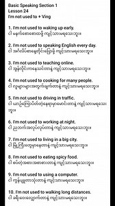 Basic Speaking Section 1 Lesson 24 I am not used to Ving ... စာကြောင်းလေးတွေလေ့လာရအောင်... #GenerousEnglishForAll #generousenglishonlinelearning #basic #english #foryou | Generous English for All