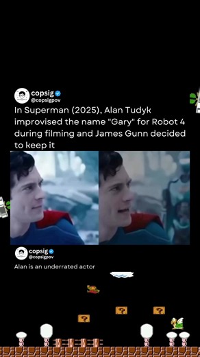 The fact a giant sci-fi robot ended up being named “Gary” because Alan Tudyk said it once on set is killing me 💀 Follow for more! #superman2025 #alantudyk #jamesgunn #dcstudios #copsigpov