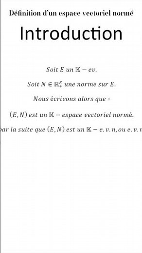 Définition d’un espace vectoriel normé, ni plus, ni moins