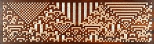 Wood artworks with cellular automata patterns