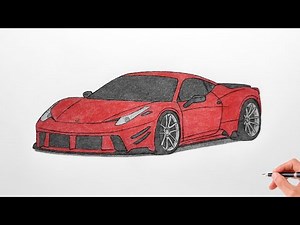 How to draw a FERRARI 458 ITALIA / drawing Ferrari 458 prior design widebody 2009 sports car