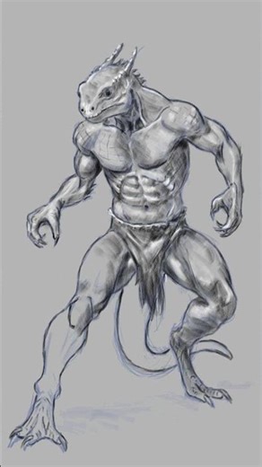 Drawing a lizard man - Corel Painter #short #art #digitalart