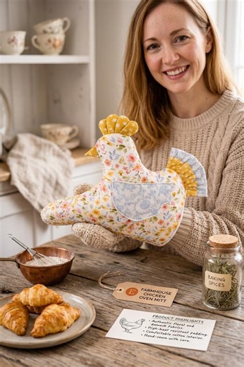 Chicken Oven Mitt Sewing Pattern | Ruffle Tail Potholder PDF (farmhouse Kitchen) - Etsy