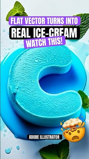 Vector to Realistic Ice-Cream Effect — Adobe Illustrator + Firefly! ❄️✨