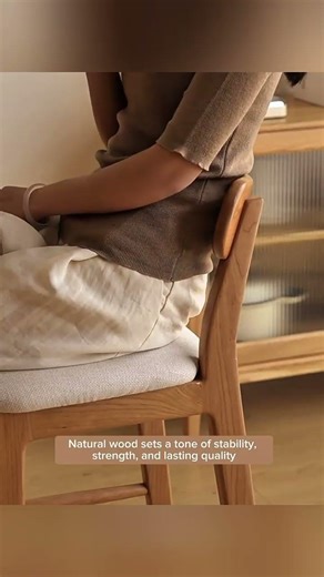 Cherry Wood Bar Chair with Upholstered Back for a Warm, Refined Dining Space #chair #table #bench