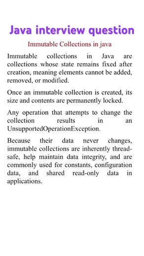 Immutable Collections in Java | java interview question #corejava #javainstitute #interview