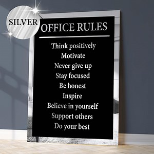Office Rules Poster Motivational Wall Art for Workplace Positive Sign Team Gift Coworking Space Decor Startup Company Gift Silver Wall Art - Etsy