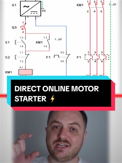 Explanation of a direct online (DOL) motor starter circuit #automation #electricalengineering #controls #motor #engineer