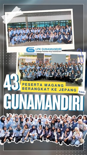 LPK GUNAMANDIRI | SO Magang Jepang on Instagram: "SATU KAMPUNG BERANGKAT KERJA KE JEPANG!! 😆✈️ Sudah 3 hari berturut-turut nih ada keberangkatan besar-besaran dari LPK Gunamandiri! Tanggal 28 Januari kemarin, jumlah peserta magang yang berangkat bertambah lagi sebanyak 43 orang di bidang Pengolahan Makanan 🤩 Yuk simak video keseruan mereka saat di bandara kemarin ✨ Buat kalian yang pengen berangkat kerja ke Jepang juga, bisa banget cek profil kami dan daftar melalui link yang ada di bio yaa 😉