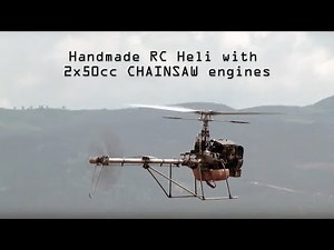Handmade rc helicopter 2Χ50cc CHAINSAW engines