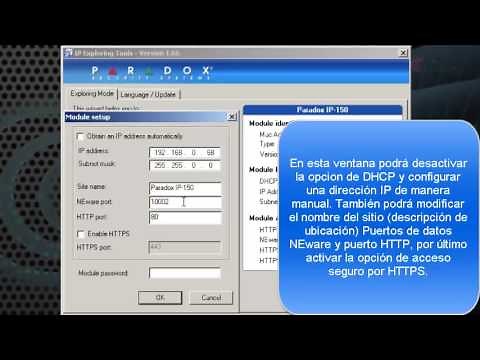 Configuración IP en un módulo PARADOX IP150
