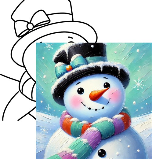 Snowman Pre-drawn Canvas: Sip and Paint DIY Christmas - Etsy