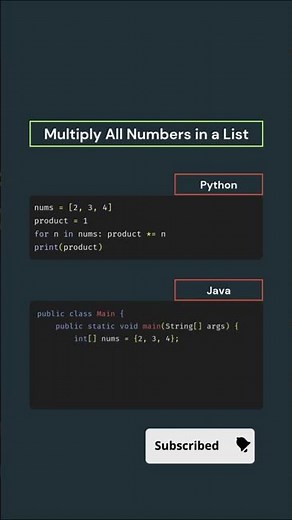 Multiple all number in a list in java and python #reels #java #python #shorts #correctcoding #code