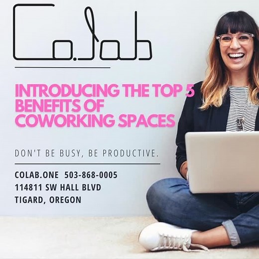 🌟 Top 5 Benefits of Coworking Spaces 🌟 At CoLab CoWorking, Tigard, Oregon. Working from home isn’t always ideal — but coworking offers the perfect balance between flexibility and community. Here’s why: 1️⃣ Reliable Technology – Secure, high-speed fiber internet and advanced tools right at your fingertips. 2️⃣ Networking Opportunities – Connect with other professionals, entrepreneurs, and creatives. 3️⃣ Professional Environment – Work in a space designed for productivity, not distractions. 4️⃣