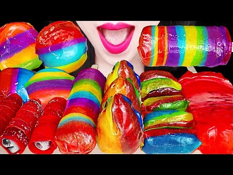 ASMR FROZEN FRUIT ROLL UPS ICE CREAM 롤업 젤리 아이스크림 먹방 MUKBANG