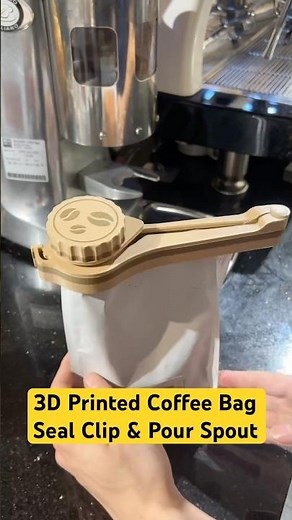 3D printed coffee bag seal clips, works as a pour spout and a sealing clip #3dprinting #coffee