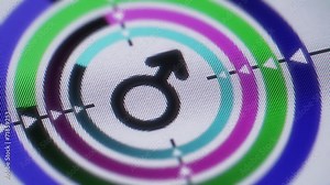 Male icon on the screen. Looping.
