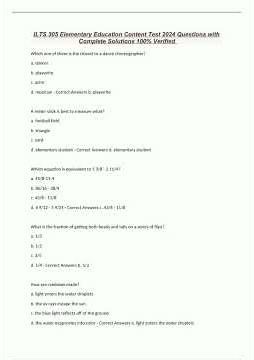 ILTS 305 Elementary Education Content Test 2024 Questions with Complete Solutions 100 Verified1318